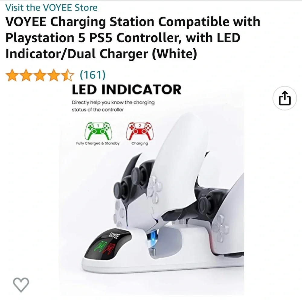 VOYEE Charging Station Compatible with Playstation 5 PS5 Controller